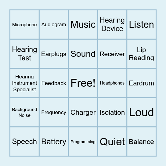 HEARING HEALTH BINGO! Bingo Card