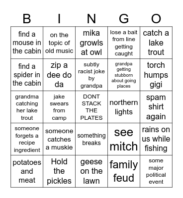 CANADA 2025 Bingo Card