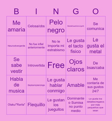 Are You My Type?? Bingo Card