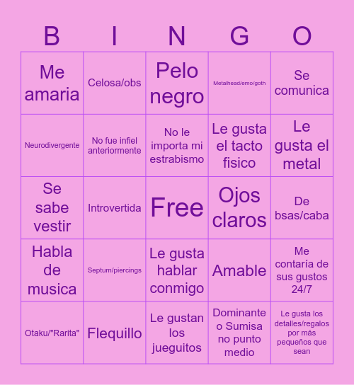 Are You My Type?? Bingo Card