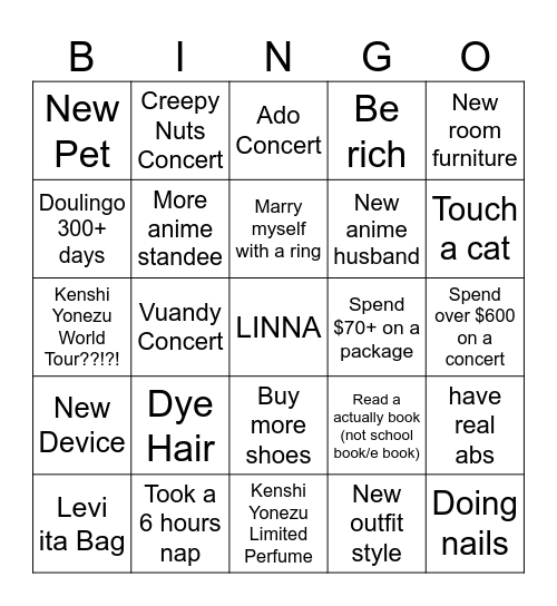 Linna 2026 BINGO Card