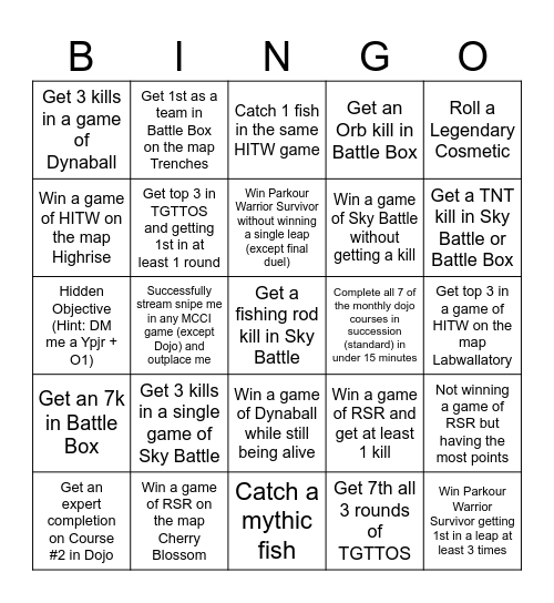 Smarsian MCCI Bingo Card