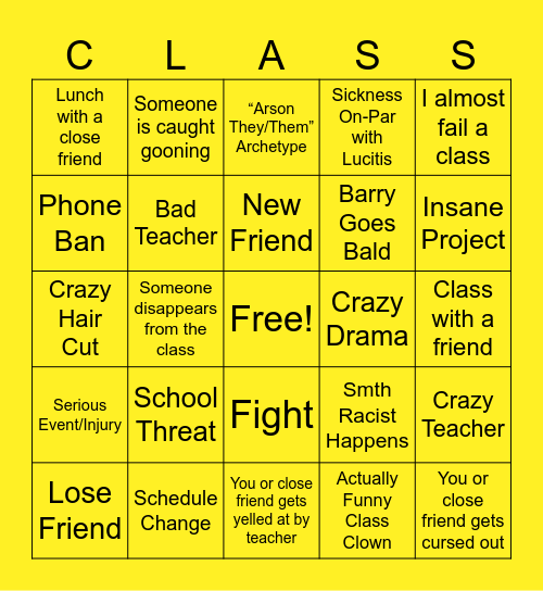 School MP1 and MP2 Bingo Card