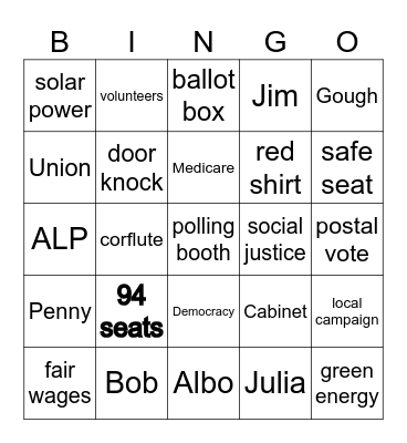 Political Bingo Card
