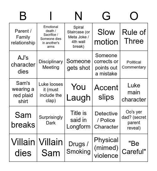 SFTH "We Buried The Wrong Guy" Predictions BINGO Card