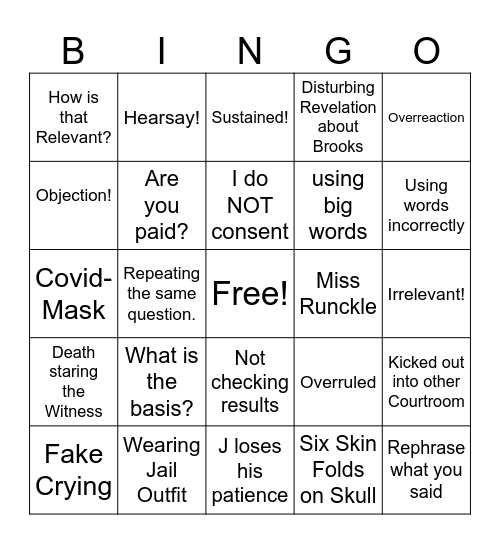 Darrell Brooks Bingo Card