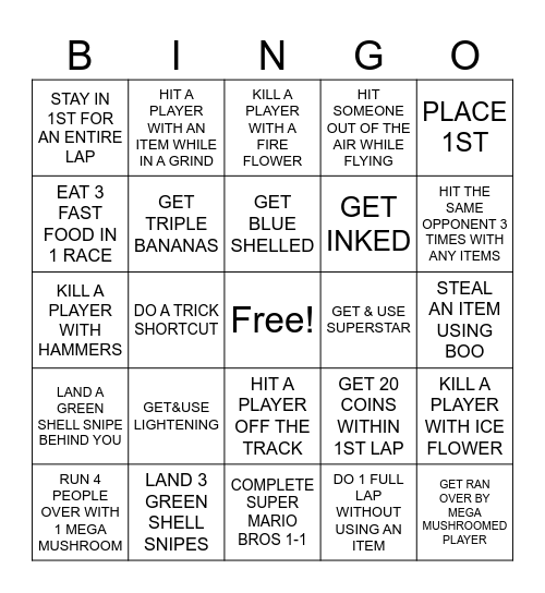 MARIO KART BINGO Card