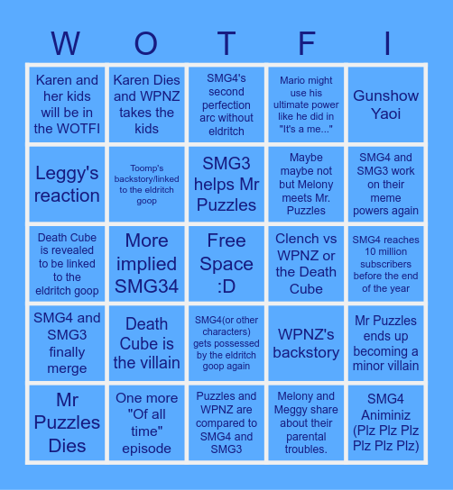 Post Guns and Puzzles Lore episode predictions Bingo Card