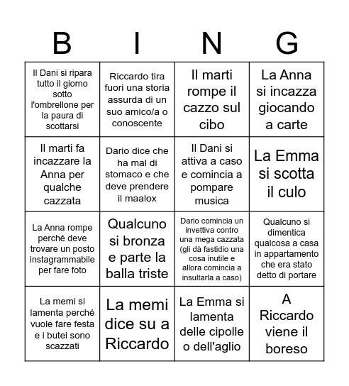 Butei - Dama Bingo Card