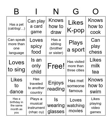 IELTS MS. LINH Bingo Card