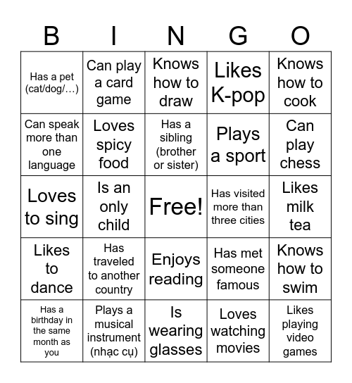 IELTS MS. LINH Bingo Card