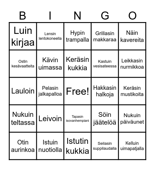 Kesälomabingo Card