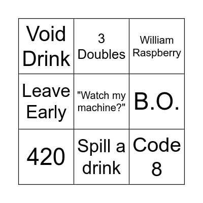 Cocktailing Bingo Card