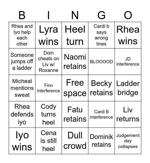 SUMMER SLAM NIGHT 2 BINGO Card