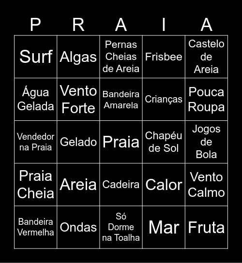 Bingo Praia Bingo Card