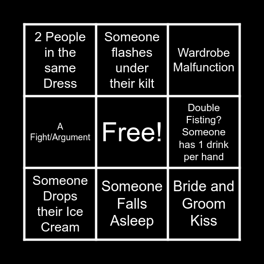 Wedding Bingo Card