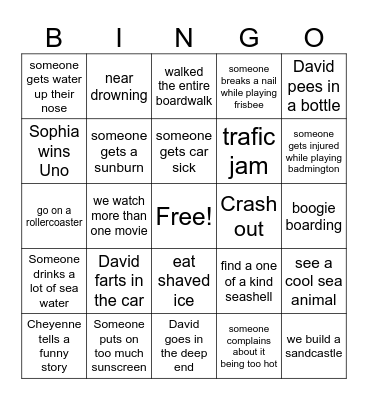 Myrtle Beach Bingo Card