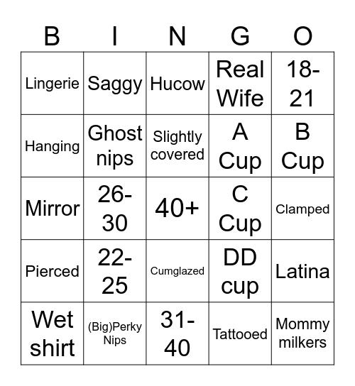 Titty Bingo Card