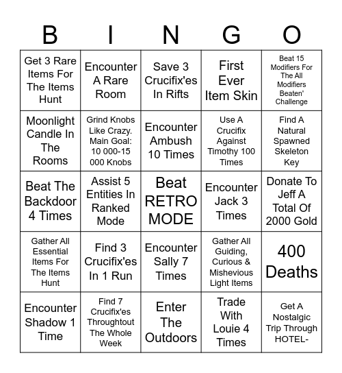 CRAZYDOORSWEEK Bingo Card