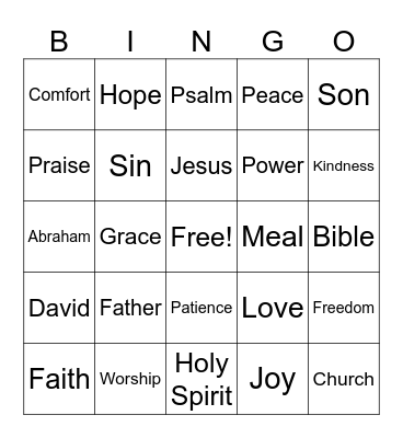 Bible Bingo Card
