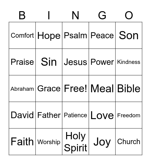 Bible Bingo Card
