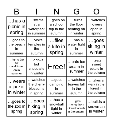 Find someone who Bingo Card