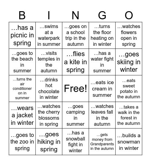 Find someone who Bingo Card