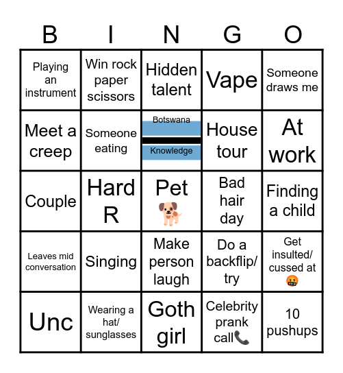 Omegle Bingo Card