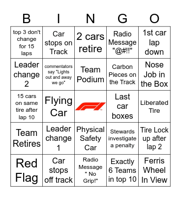 Hungarian GP 2025 Bingo Card
