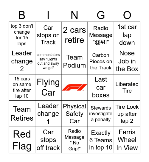 Hungarian GP 2025 Bingo Card