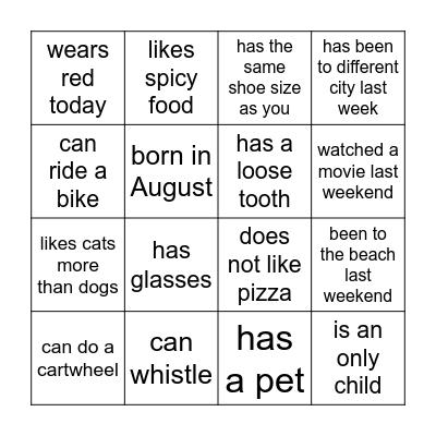 Find Someone Bingo Card
