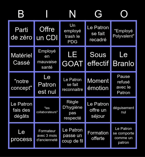 Patron Incognito Bingo Card