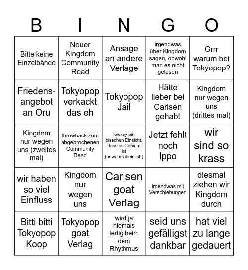 Neue Peak Folge Bingo Card