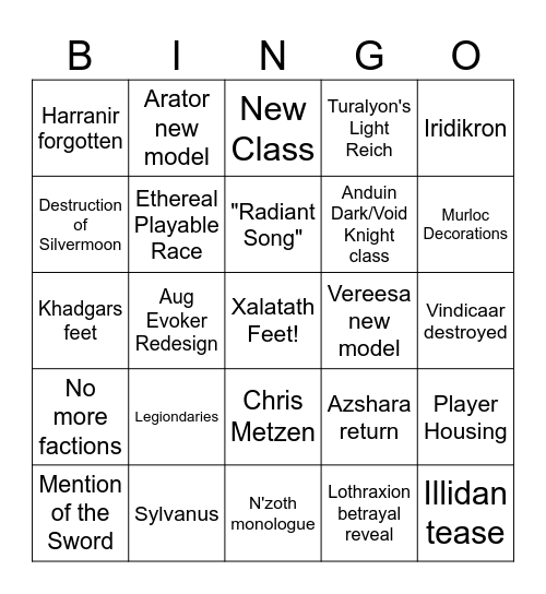 Midnight Reveal Bingo Card