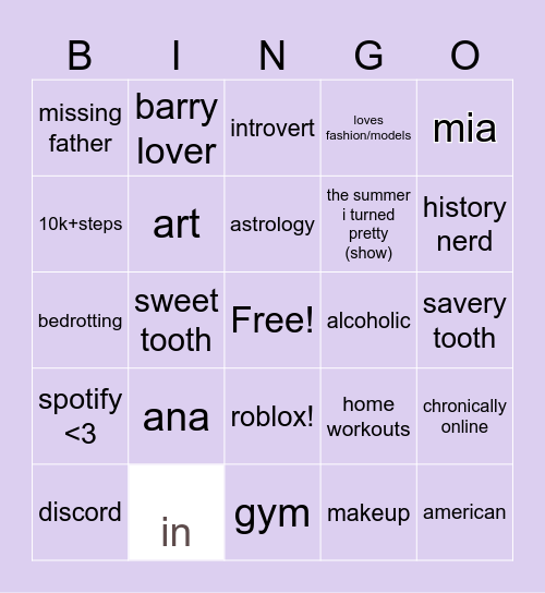 BINGO Card
