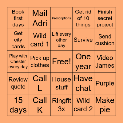 August Bingo Card
