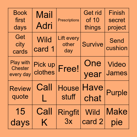 August Bingo Card