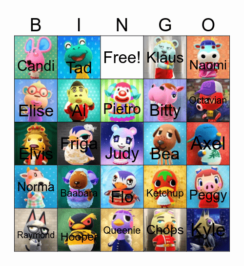 Animal Crossing Bingo Card