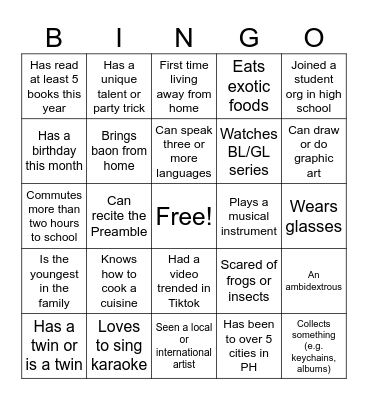 PHA 048 HUMAN BINGO Card