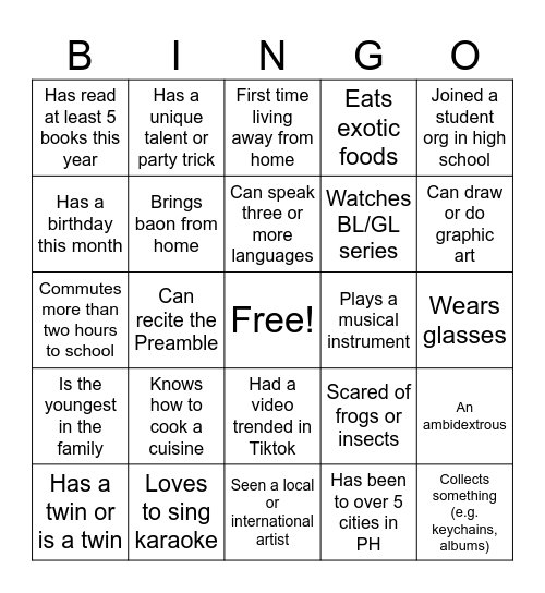 PHA 048 HUMAN BINGO Card