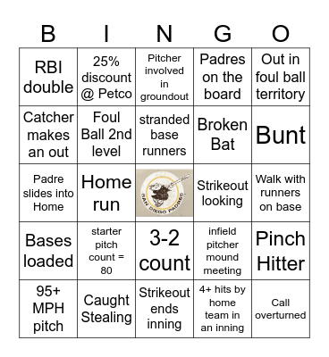 Baseball Bingo Card