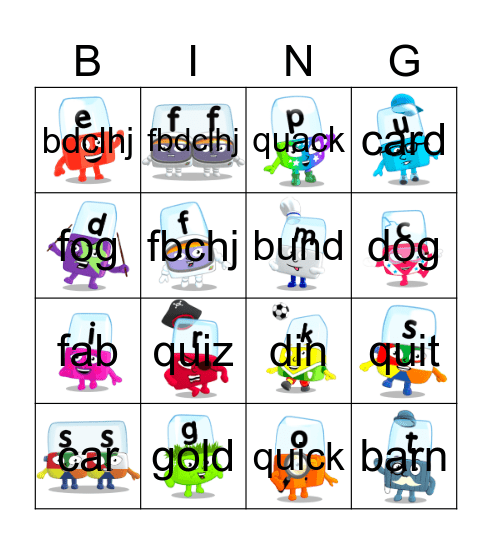 Alphablocks P Bingo Card