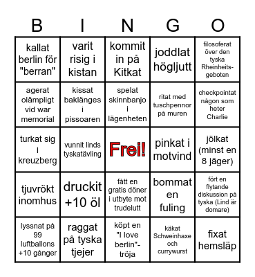 Das beste Berlinerbingo der Welt Bingo Card