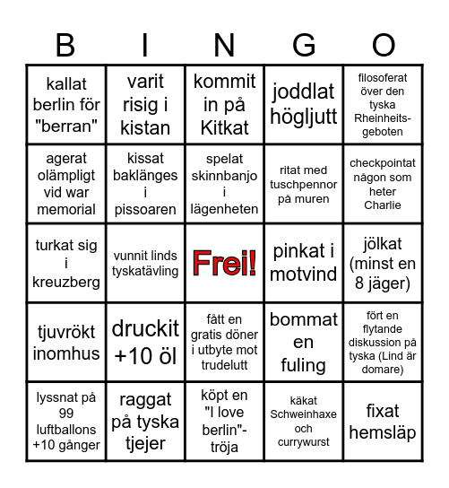 Das beste Berlinerbingo der Welt Bingo Card