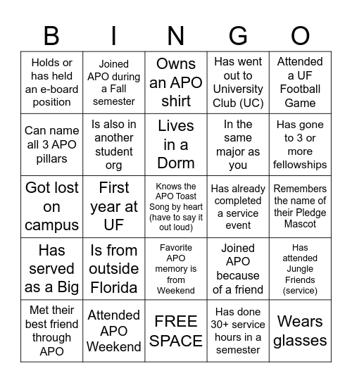 Google Docs Bingo Card