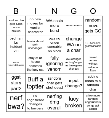 strive patch bingo Card