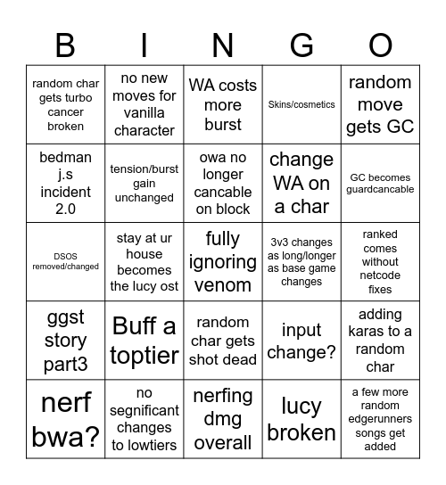 strive patch bingo Card