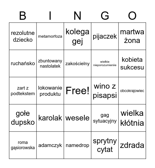 polskie rom-comy Bingo Card