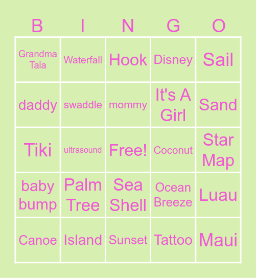 McPherson BABY MOANA Bingo Card