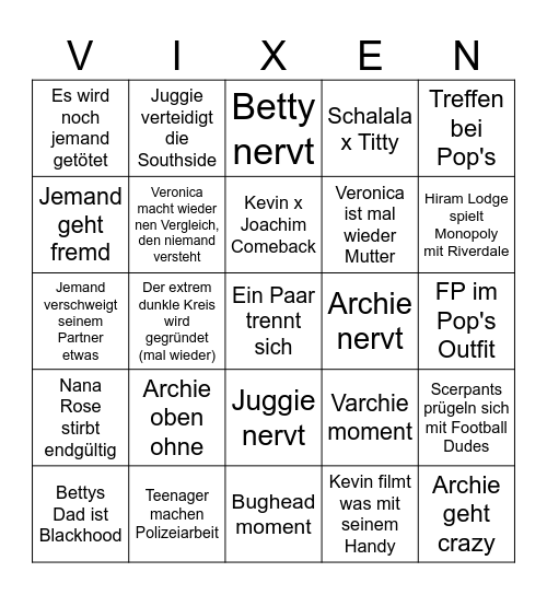 Die Fluss Wichser Bingo Card